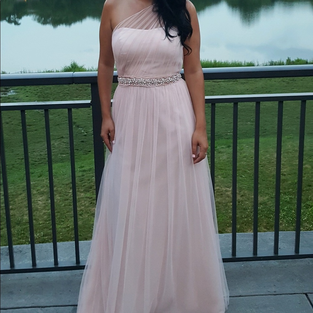 Bill Levkoff one shoulder tulle bridesmaid dress